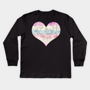 Bigender Pride Heart - Watercolor Kids Long Sleeve T-Shirt